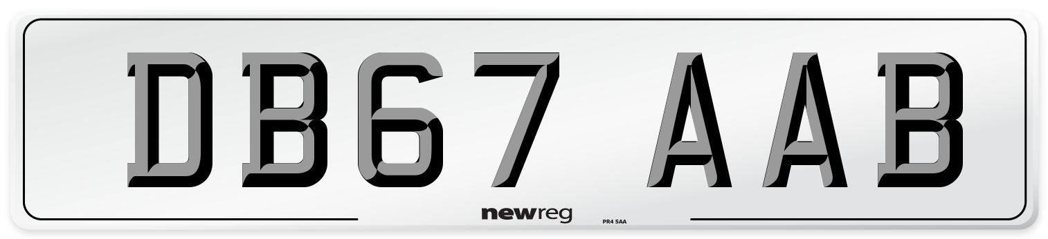 DB67 AAB Number Plate from New Reg